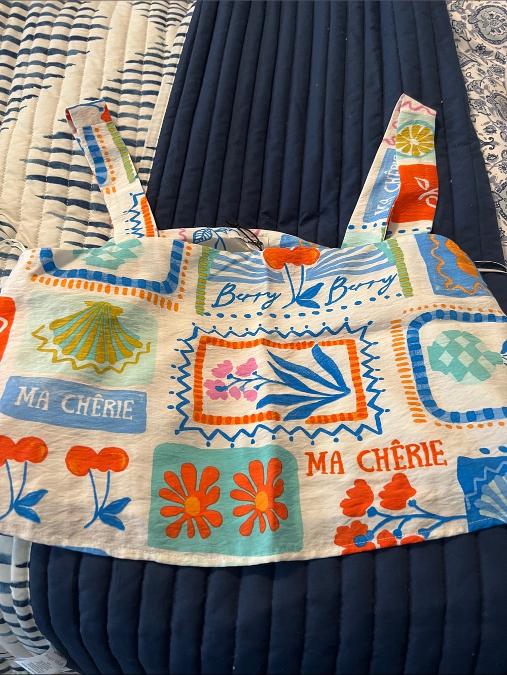 Ma Chérie Floral Print Crop Top in Cream & Orange